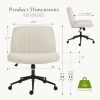 Armless Office Chair Criss Cross Legged Chair with Wheels, Comfy Home Vanity Task Desk Chair, Beige