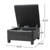 Black PU Storage Ottoman with Rubber Wood Legs, 30.25'' Square Tufted Indoor Ottoman with Lift-Top Storage for Living Room, Bedroom & Entryway,300lbs