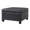 Black PU Storage Ottoman with Rubber Wood Legs, 30.25'' Square Tufted Indoor Ottoman with Lift-Top Storage for Living Room, Bedroom & Entryway,300lbs