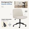 Armless Office Chair Criss Cross Legged Chair with Wheels, Comfy Home Vanity Task Desk Chair, Beige