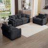 Warm and Cozy Sofa Set with Soft Cushions and Pillows, Home Theater Style Sofa Set Consisting of One 2-Seater Sofas and Two Single Sofa in Grey Cordur