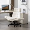 Criss Cross Chair with Adjustable Armrests & Wheels & Headrest, Lounge Vanity Desk Chair with Wide Seat for Cross-Legged Sitting, Swivel Task Office C