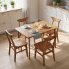 5-Piece Solid Wood Dining Room Set for 4, Farmhouse Dinette Table Set with 4 Chairs for Small Space, Dining Room, Walnut