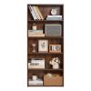 5 Tiers Narrow Bookshelf, 53 in Wooden Open Bookcase with Height-Adjustable Shelf
