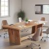 70.87-Inch Executive Computer Desk: Large Home Office Desk withWooden Pedestal, Industrial Wood Study Writing Table