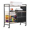 Rolling Craft Cart and Storage Table, Compatible with Cricut Machines, Crafting Table Organization Workstation, Craft Rolling Storage Organizer with 2