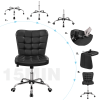 Modern Tufted Faux Leather Home Office Armless Desk Chair, Black
