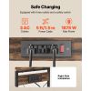 Kitchen Bakers Rack, 5 ft Power Cable Bakers Rack with Power Outlet, Kitchen Stand with X-Shaped Support Bar, 10 S-Shaped Hooks, Coffee Bar Stand for