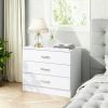 3-Drawer P2 Particleboard Bedside Table with Melamine Finish Drawer Cabinet Lockers 25.98*12.99*22.05in White