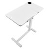 Overbed Table, Mobile Bed Side Table with Flip Desktop and 4 Hidden Wheels, Height & Angle Adjustable Rolling Laptop Desk with Cup Holder, Portable Ov