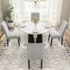5-Piece Round Dining Table set, 43-Inch Modern Dining Table and 4 Upholstered Chairs for Dining Room, Kitchen Room, Living Room, Easy Assembly