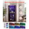 Corner Wine Cabinet, Bar Cabinet with Ample Storage, Modern Buffet Sideboard with Glass Holder, Adjustable LED Brightness, Anti-Tip Strap, for Home Ki