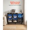 Wine Cabinet, Coffee Bar Cabinet with 9 Wine Bottle Racks, Modern Buffet Sideboard with Glass Holder, Adjustable LED Brightness, for Home Kitchen, Liv
