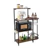4-Tier Kitchen Bakers Rack with 6 S-Hooks and Stemware Racks