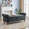 Grey Teddy Velvet Multifunctional Storage Rectangular Sofa Stool