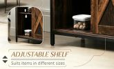 Brown Buffet Cabinet Kitchen Sideboard with Sliding Barn Doors Storage Server Wood Grain Finish for Dining Room