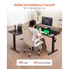 L Shaped Desk, Electric Adjustable Height Corner Gaming Desk with CPU Stand, Dual Hooks and Fabric Drawers, L-Shaped Computer Table with Light Strip f