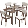 5-piece dining table set, modern table and chairs, kitchen set, living room set, cream white