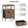 Bedside Table Charging Station Nightstand with Fabric Drawers, End Side Table for Bedroom Living Room
