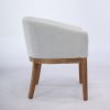 Mid Century Modern Upholstered Barrel Dining Chairs with Arms,Farmhouse Linen Kitchen & Dining Room Chairs with Natural Hardwood Frame, 19" W Accent C