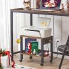 2-Tier Printer Stand with Charging Station, Under Desk Printer Table, Printer Cart with Storage Shelves, Shelf for Small Spaces