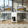 Industrial Two Person Desk, 78" Double Computer Desk with Drawers