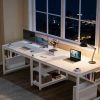 Two Person Desk, Double Computer Desk with Bookshelf