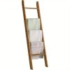 5 Tier Farmhouse Blanket Ladder Rack, Freestanding Wooden Towel and Blanket Holder, Rustic Decorative Ladder Shelf for Living Room, Bedroom
