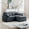 Two-Seater Sofa with One Footrest, L-Shaped 2-Seater Sofa with Ottoman for Small Living Spaces,Grey Corduroy