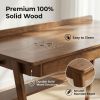 Solid Wood Writing Desk, Home Office Desk for Small Spaces, Mid Century Modern Desks with 2 Drawers & Storage Shelf