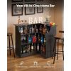 Home Bar Unit, L-Shaped Wine Bar Cabinet Table 4-Tier with Storage Shelves, Wine Glass Holder, 300 lbs Max Capacity, Wood Liquor Cabinet for Home, Kit