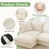 Living Room Sofa Slipcovered Sofa 3 Seater Sofa With 3 Ottomans, Oversized 3-Seat Sleeper Sofa Bed Home Theater Sofa, Chenille, Cream
