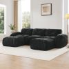 U-shaped Boneless Sofa,Tufted Design,32D High Density Sponge,Bottom Anti-Slip Design,No Assembly Required Bottom,Free Combination,Movable Ottomans For