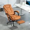 7-Point Massage Office Chair, High Back Massaging Desk Chair with Lumbar Support, Footrest, for Home Office, Light Brown