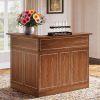 Bar Cabinet, L-Shaped Home Bar Table with Stemware Racks 4-Tier Corner Bar Unit Liquor Wine Bar Table Reception Desk