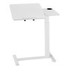 Overbed Table, Mobile Bed Side Table with Flip Desktop and 4 Hidden Wheels, Height & Angle Adjustable Rolling Laptop Desk with Cup Holder, Portable Ov