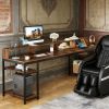 Two Person Desk, Computer Desk With Monitor Stand and 4 Open Shelf