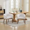 Mid Century Modern Upholstered Barrel Dining Chairs with Arms,Farmhouse Linen Kitchen & Dining Room Chairs with Natural Hardwood Frame, 19" W Accent C