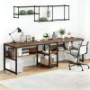 Double Computer Desk with Bookshelf, Office Furnitur