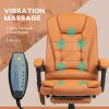 7-Point Massage Office Chair, High Back Massaging Desk Chair with Lumbar Support, Footrest, for Home Office, Light Brown