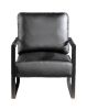 Classic Mid Century Modern Accent Chair with Durable Square Metal Frame, Armchair for Living Room, Bedroom, Home Office in Spotted Microfiber Upholste