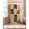 Wine Cabinet, Coffee Bar Cabinet with 9 Wine Bottle Racks, Modern Buffet Sideboard with Glass Holder, LED Light, Charging Station, for Home Kitchen, L