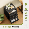 5 DrawerStorageCabinet with Wheels for Bedroom,Home, Office Organization, Black
