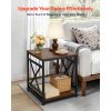 End Table, 2-Tier Square Side Table with Open Storage Shelves, Modern Nightstand Bedside Desk with X-Design Metal Frame, Wood Sofa Coffee Desk for Liv