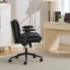 Cross Legged Chair with Flip-Up Armrests Leather, Cross Legged Office Chair on Wheels, Comfy Swivel Chair with Wide Seat for Home Office, Vanity, Ergo