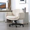 Criss Cross Chair with Adjustable Armrests & Wheels & Headrest, Lounge Vanity Desk Chair with Wide Seat for Cross-Legged Sitting, Swivel Task Office C