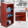 Podium Stand, 47 inch Hostess Stand with 4 Rolling Wheels, Wood Podium with Storage Shelves and Slant Desktop, Lecterns & Podiums for Home, Office, Sc
