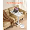 Overbed Table, Mobile Bed Side Table with Flip Desktop and 4 Hidden Wheels, Height & Angle Adjustable Rolling Laptop Desk with Cup Holder, Portable Ov
