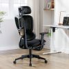 Multi-functional Ergonomic Mesh Office Chair with Adjustable Armrest,Footrest,Lumbar Support, 360° Silent Wheels,Headrest for Home & Office,Black