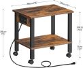 2-Tier Printer Stand with Charging Station, Under Desk Printer Table, Printer Cart with Storage Shelves, Shelf for Small Spaces